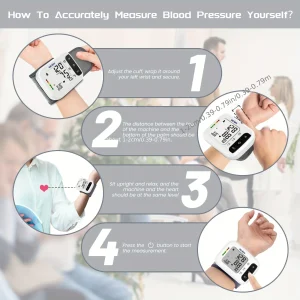 Blood Pressure Machine Wrist Blood Pressure Cuff Wrist BP Monitor Wrist Cuff Automatic Monitor with Heartbeat Detection